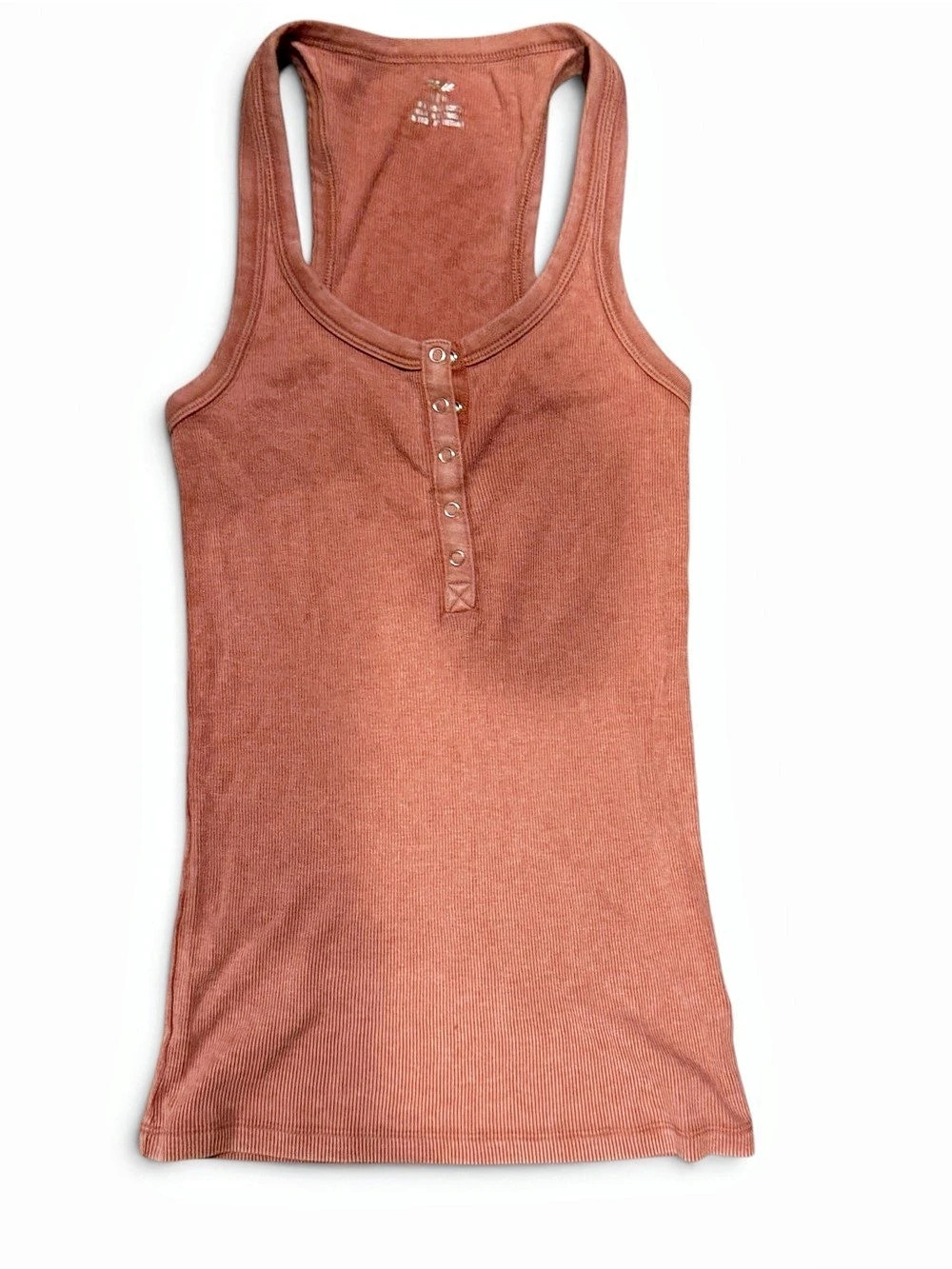 Aerie Ribbed Henley Tank in Brown Size Medium